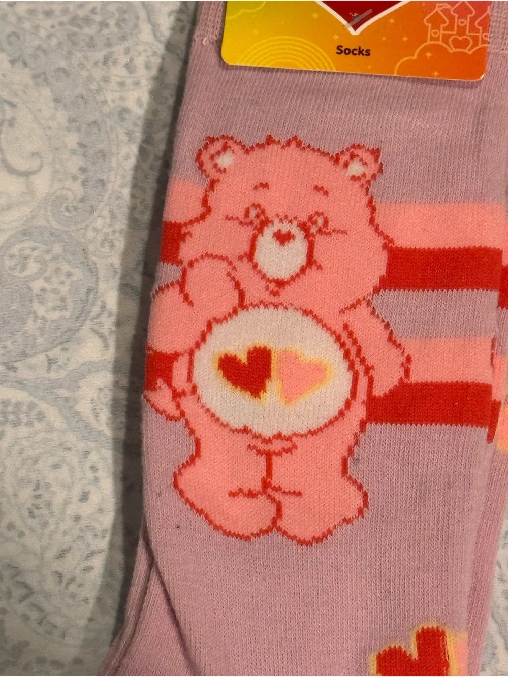 Care Bears Crew Socks – Pink & Gray Duo with Bear Graphics